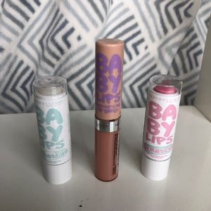 babylips chapsticks and lip gloss maybelline